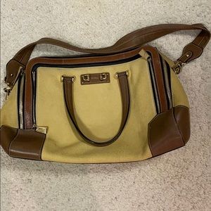 Mustard yellow and brown tan purse